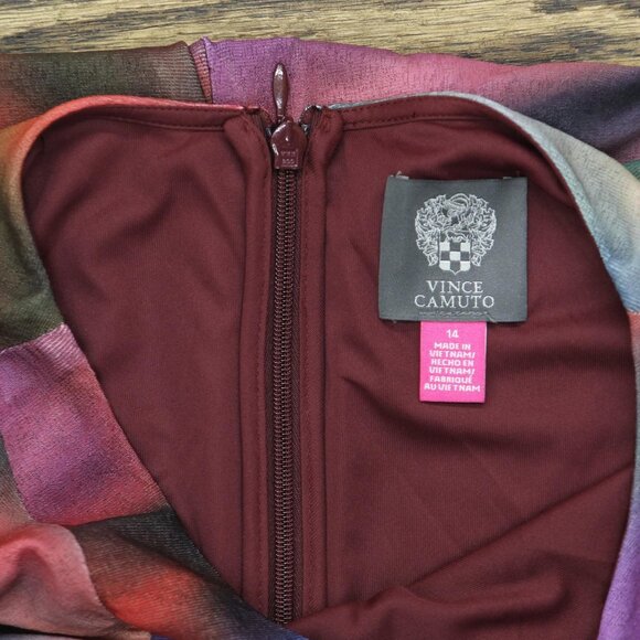 Vince Camuto Womens Printed Long-Sleeve Bodycon Dress VC4M5555 Blue Multi 14 - Picture 4 of 10